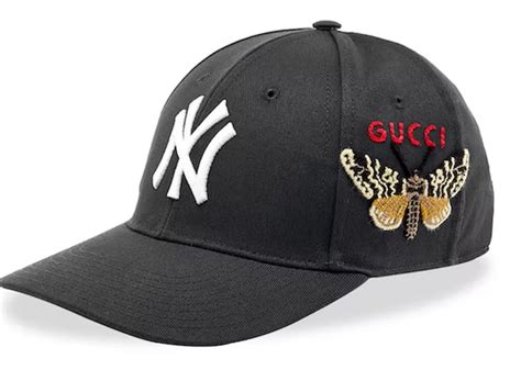 gucci ny butterfly hat|Gucci NY Yankees Embroidered Butterfly Baseball Cap Black.